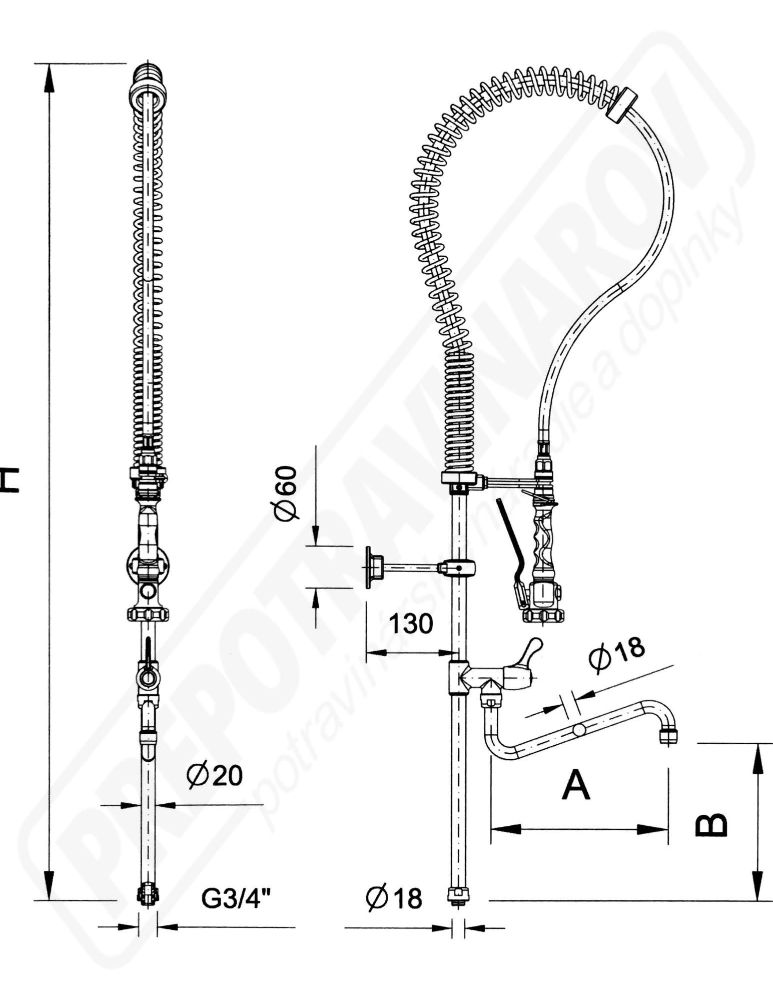 Sprcha stojanková s trubkou