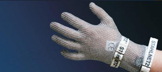 Rukavice nerezové 5 - prstové XS s ochranou predlaktia 8 cm