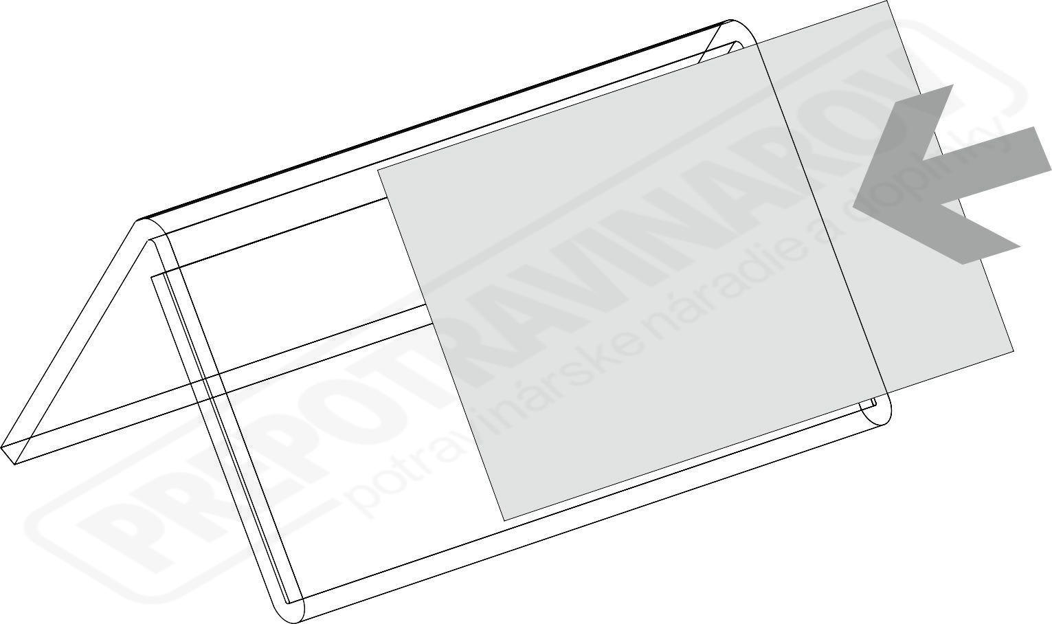 Jednostranný plexi stojan cenovka - menovka 100 x 50 "A"